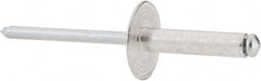RivetKing - Size 610 Large Flange Dome Head Aluminum Open End Blind Rivet - Steel Mandrel, 0.501" to 5/8" Grip, 5/8" Head Diam, 0.192" to 0.196" Hole Diam, 0.825" Length Under Head, 3/16" Body Diam - Exact Tooling