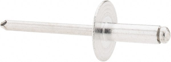 RivetKing - Size 66 Large Flange Dome Head Aluminum Open End Blind Rivet - Aluminum Mandrel, 0.251" to 3/8" Grip, 5/8" Head Diam, 0.192" to 0.196" Hole Diam, 0.575" Length Under Head, 3/16" Body Diam - Exact Tooling