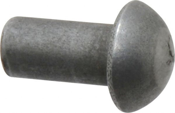 RivetKing - 1/4" Body Diam, Round Uncoated Steel Solid Rivet - 1/2" Length Under Head - Exact Tooling