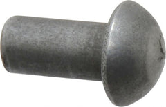 RivetKing - 1/4" Body Diam, Round Uncoated Steel Solid Rivet - 1/2" Length Under Head - Exact Tooling