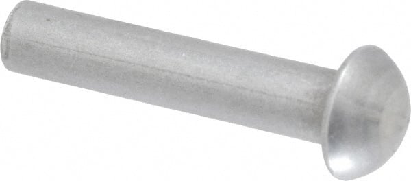 RivetKing - 1/4" Body Diam, Round Uncoated Steel Solid Rivet - 1-1/4" Length Under Head - Exact Tooling