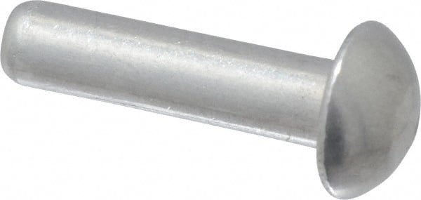 RivetKing - 1/8" Body Diam, Round Uncoated Aluminum Solid Rivet - 1/2" Length Under Head, Grade 1100F - Exact Tooling