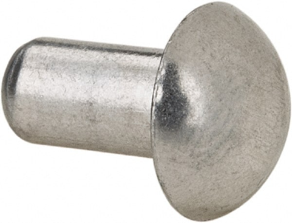 RivetKing - 3/16" Body Diam, Round Uncoated Aluminum Solid Rivet - 3/8" Length Under Head, Grade 1100F - Exact Tooling
