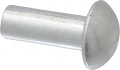 RivetKing - 3/16" Body Diam, Round Uncoated Aluminum Solid Rivet - 1/2" Length Under Head, Grade 1100F - Exact Tooling