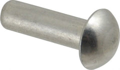 RivetKing - 3/16" Body Diam, Round Aluminum Solid Rivet - 5/8" Length Under Head, Grade 1100F - Exact Tooling