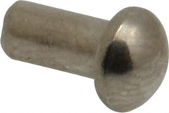 RivetKing - 1/8" Body Diam, Round Uncoated Stainless Steel Solid Rivet - 1/4" Length Under Head, Grade 18-8 - Exact Tooling