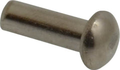 RivetKing - 1/8" Body Diam, Round Uncoated Stainless Steel Solid Rivet - 3/8" Length Under Head, Grade 18-8 - Exact Tooling