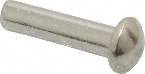 RivetKing - 1/8" Body Diam, Round Uncoated Stainless Steel Solid Rivet - 1/2" Length Under Head, Grade 18-8 - Exact Tooling
