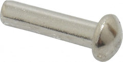 RivetKing - 1/8" Body Diam, Round Uncoated Stainless Steel Solid Rivet - 1/2" Length Under Head, Grade 18-8 - Exact Tooling