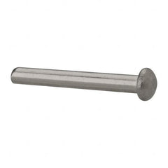 RivetKing - 1/8" Body Diam, Round Uncoated Stainless Steel Solid Rivet - 1" Length Under Head, Grade 18-8 - Exact Tooling