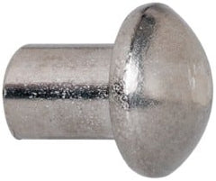 RivetKing - 3/16" Body Diam, Round Uncoated Stainless Steel Solid Rivet - 1/4" Length Under Head, Grade 18-8 - Exact Tooling
