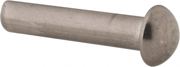 RivetKing - 1/4" Body Diam, Round Uncoated Stainless Steel Solid Rivet - 1-1/4" Length Under Head, Grade 18-8 - Exact Tooling
