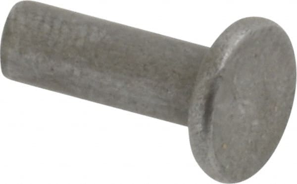 RivetKing - 1/8" Body Diam, Flat Uncoated Steel Solid Rivet - 3/8" Length Under Head - Exact Tooling