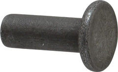 RivetKing - 3/16" Body Diam, Flat Uncoated Steel Solid Rivet - 1/2" Length Under Head - Exact Tooling