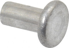 RivetKing - 1/8" Body Diam, Flat Aluminum Solid Rivet - 1/4" Length Under Head, Grade 1100F - Exact Tooling