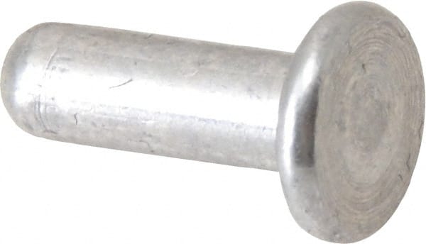 RivetKing - 1/8" Body Diam, Flat Uncoated Aluminum Solid Rivet - 3/8" Length Under Head, Grade 1100F - Exact Tooling