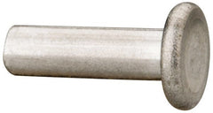 RivetKing - 3/16" Body Diam, Flat Uncoated Aluminum Solid Rivet - 5/8" Length Under Head, Grade 1100F - Exact Tooling