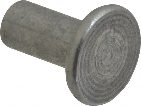 RivetKing - 1/4" Body Diam, Flat Uncoated Aluminum Solid Rivet - 1/2" Length Under Head, Grade 1100F - Exact Tooling