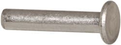 RivetKing - 1/4" Body Diam, Flat Aluminum Solid Rivet - 1-1/4" Length Under Head, Grade 1100F - Exact Tooling