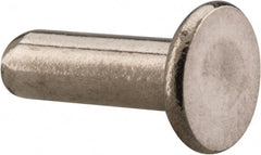 RivetKing - 1/8" Body Diam, Flat Uncoated Stainless Steel Solid Rivet - 3/8" Length Under Head, Grade 18-8 - Exact Tooling