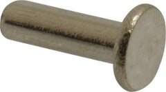 RivetKing - 5/32" Body Diam, Flat Uncoated Stainless Steel Solid Rivet - 1/2" Length Under Head, Grade 18-8 - Exact Tooling
