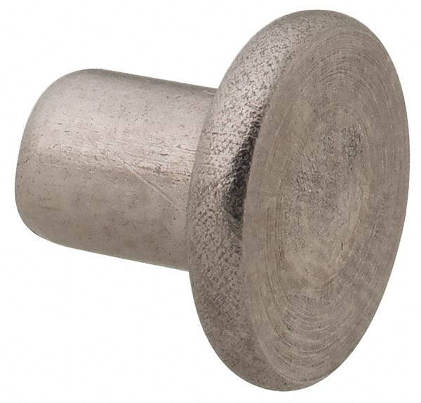 RivetKing - 3/16" Body Diam, Round Uncoated Stainless Steel Solid Rivet - 1/4" Length Under Head, Grade 18-8 - Exact Tooling