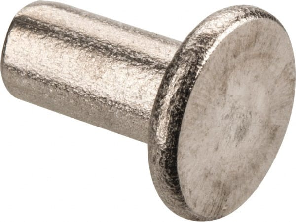 RivetKing - 3/16" Body Diam, Flat Stainless Steel Solid Rivet - 3/8" Length Under Head, Grade 18-8 - Exact Tooling