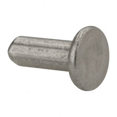 RivetKing - 3/16" Body Diam, Flat Uncoated Stainless Steel Solid Rivet - 1/2" Length Under Head, Grade 18-8 - Exact Tooling