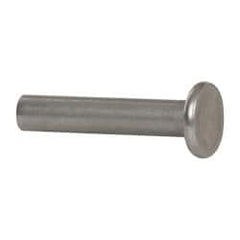 RivetKing - 1/4" Body Diam, Flat Uncoated Stainless Steel Solid Rivet - 1-1/4" Length Under Head, Grade 18-8 - Exact Tooling