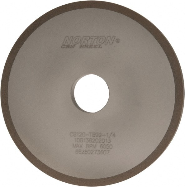 Norton - 6" Diam x 1-1/4" Hole x 1/2" Thick, 120 Grit Surface Grinding Wheel - CBN, Type 1A1, Fine Grade, Resinoid Bond - Exact Tooling