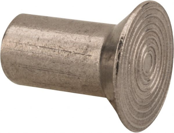 RivetKing - 1/4" Body Diam, Countersunk Uncoated Stainless Steel Solid Rivet - 1/2" Length Under Head, Grade 18-8, 90° Countersunk Head Angle - Exact Tooling