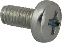 Value Collection - M2.5x0.45, 5mm Length Under Head Phillips Drive Machine Screw - Pan Head, Grade 4.8 Steel, Zinc-Plated Finish, Without Washer - Exact Tooling