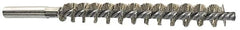 Schaefer Brush - 4" Brush Length, 13/16" Diam, Double Stem, Single Spiral Tube Brush - 6-1/4" Long, Brass, 12-24 Female Connection - Exact Tooling
