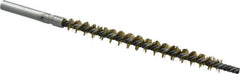 Schaefer Brush - 3" Brush Length, 1/4" Diam, Double Stem, Single Spiral Tube Brush - 4-1/2" Long, Brass, 8-32 Female Connection - Exact Tooling