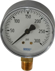 Wika - 2-1/2" Dial, 1/4 Thread, 0-300 Scale Range, Pressure Gauge - Lower Connection Mount, Accurate to 3-2-3% of Scale - Exact Tooling