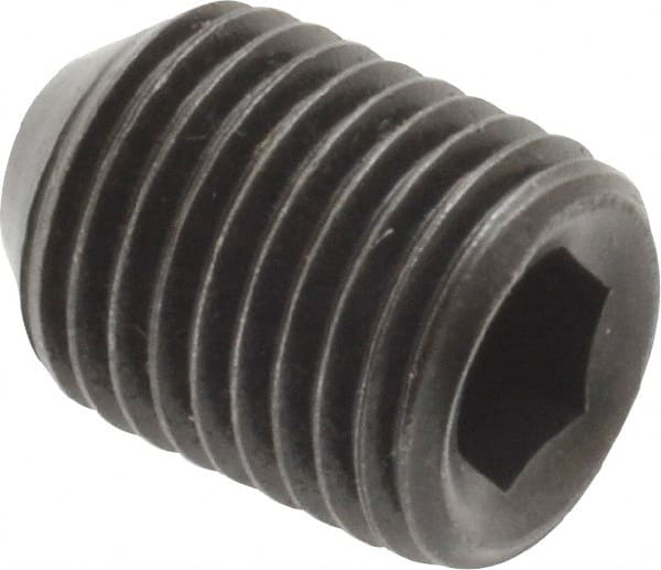 Holo-Krome - 3/8-24 UNF, 1/2" OAL, Cup Point Set Screw - Grade 8 Alloy Steel, 3/16" Key - Exact Tooling