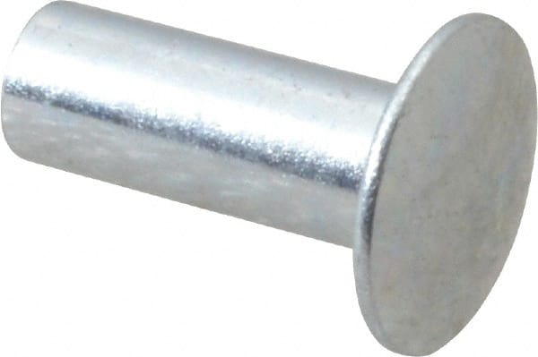 RivetKing - 0.134 to 0.141" Hole Diam, Round Head, Zinc Plated Steel, Semi Tubular Rivet - 3/8 Head Diam, 1/2" Length Under Head, 3/16 Body Diam - Exact Tooling
