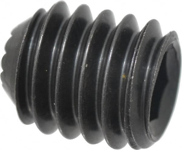 Holo-Krome - 5/16-18 UNC, 3/8" OAL, Internal Knurl Point Set Screw - Grade 8 Alloy Steel, 5/32" Key - Exact Tooling