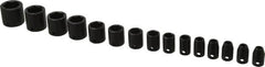 Proto - 15 Piece 3/8" Drive Impact Socket Set - 6 Points, 1/4" to 1" Range, Inch Measurement Standard - Exact Tooling