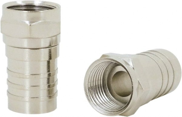 Ideal - Straight, F Type Twist On Coaxial Connector - Compatible with RG59, Brass Contact, Brass Body - Exact Tooling