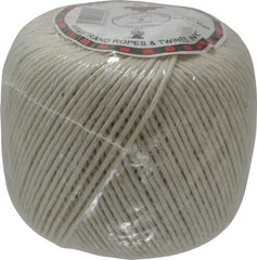 Made in USA - 0.058 Inch Diameter, Cotton Twine Ball - 45 Lbs. Breaking Strength, White, 1,190 Ft. per Lb. - Exact Tooling