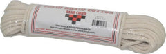 Made in USA - 100' Max Length Cotton Solid Braided Cotton Cord with Reinforced Core - 3/16" Diam, 250 Lb Capacity - Exact Tooling