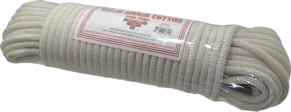 Made in USA - 100' Max Length Cotton Solid Braided Cotton Cord with Reinforced Core - 3/8" Diam, 925 Lb Capacity - Exact Tooling
