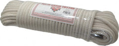Made in USA - 100' Max Length Cotton Solid Braided Cotton Cord with Reinforced Core - 3/8" Diam, 925 Lb Capacity - Exact Tooling