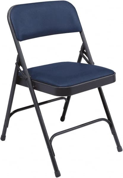 NPS - 18-3/4" Wide x 20-1/4" Deep x 29-1/2" High, Vinyl Folding Chair with Vinyl Padded Seat - Dark Midnight Blue - Exact Tooling