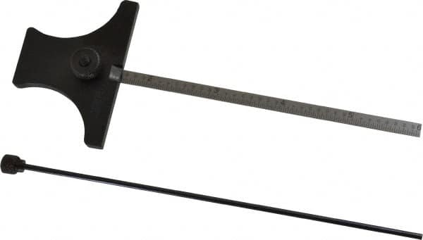 SPI - 0 to 6 Inch Rule Measurement Range, 30 to 60° Angle Measurement Range, Hardened Steel (Head); Stainless Steel (Rule) Depth and Angle Gage - 60° Angle Graduation, 2-1/2 Inch Long Base, 7/32 Inch Wide Rule, 1/64; 1/32 Inch Rule Graduation - Exact Tooling