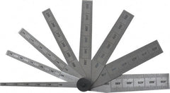 SPI - 0.1 to 0.5 Inch Measurement, 8 Leaf Taper Gage - 2-1/2 Inch Long, Tempered Steel, 0.001 Inch Graduation - Exact Tooling