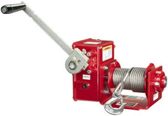 THERN - 2000/1200 Lbs. Load Limit Worm Gear Hand Winch - 13-1/2 Inches Long x 17.3 Inches High x 15.56 Inches Deep, 2,000 Lbs. Line Pull Capacity, 14 Lbs. Force to Lift 1,000 Pounds - Exact Tooling