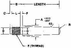 Value Collection - Size 9, 0.589" Large End Diam, Passivated Stainless Steel 1/2-20 Threaded Taper Pin - Grade 303, 18-8, 4 Pin Length - Exact Tooling
