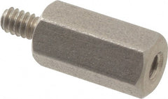 Electro Hardware - #4-40, 11/16" OAL, 1/4" Across Flats, Stainless Steel Hex Male/Female Circuit Board Standoffs - 1/4" Thread Depth, 1/2" Body Length, Bright Finish - Exact Tooling